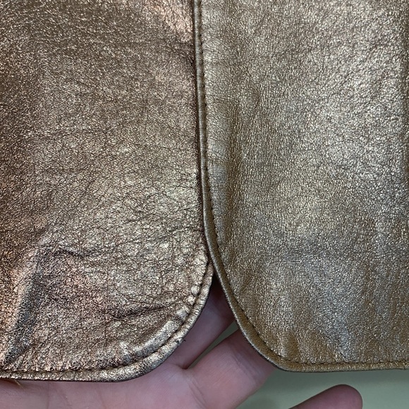 Carla New York | Vintage Rose Gold Leather Open Front Lined Lightweight Jacket 6 - Picture 9 of 17